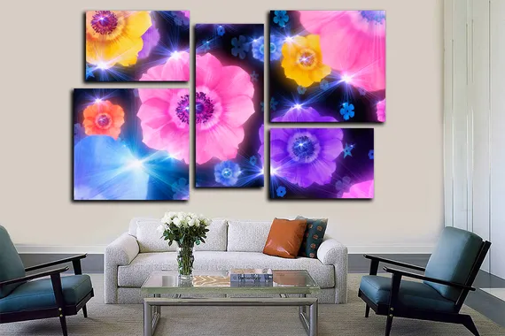Модульная картина "Блики цветов"
