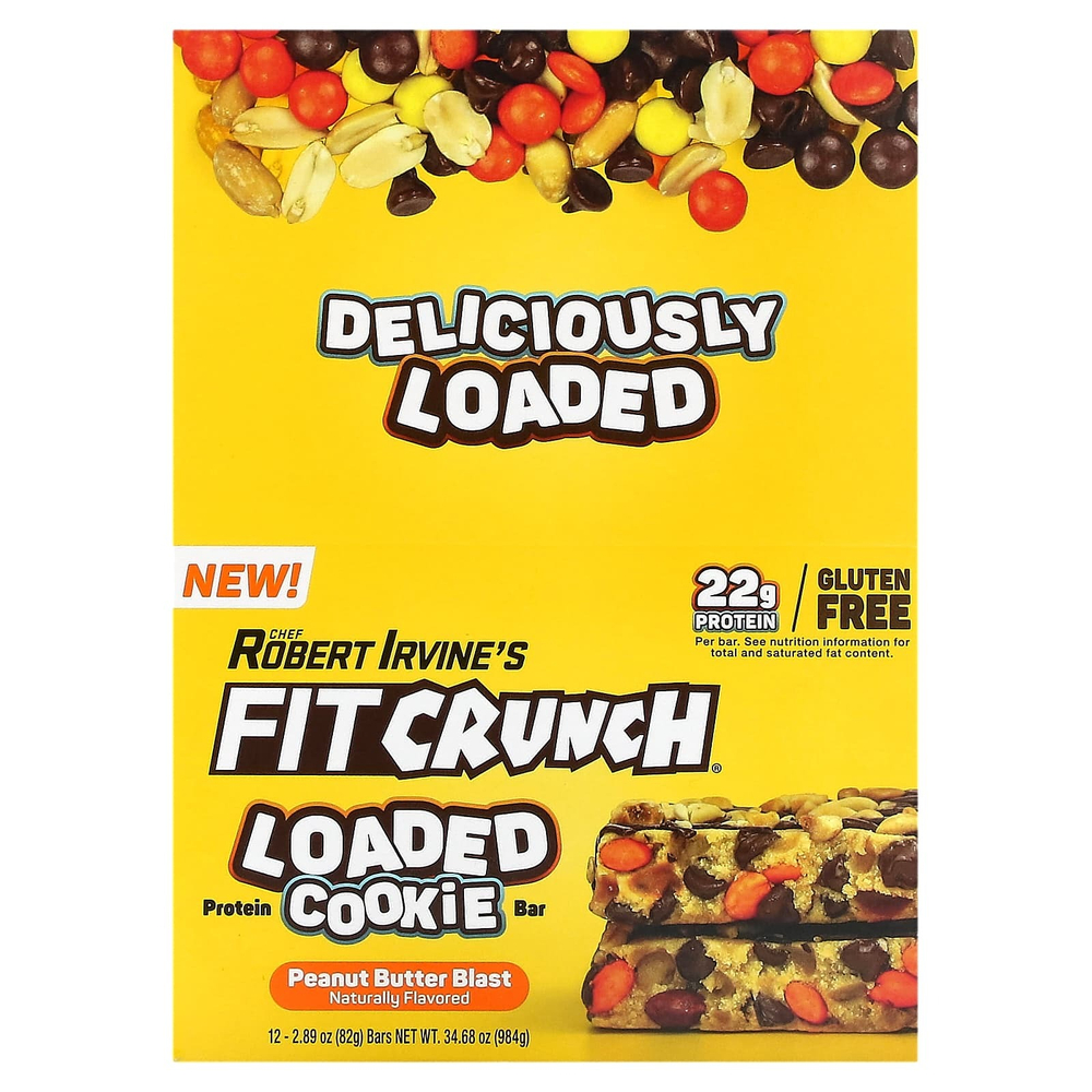 FITCRUNCH, Батончик из загруженного протеина, со вкусом арахисовой пасты, 12 батончиков, по 2,89 (82 г)