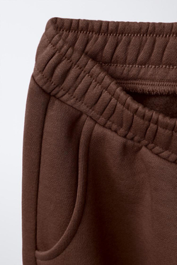 ZARA БАЗОВЫЕ БРЮКИ-ДЖОГГЕРЫ ИЗ МЯГКОЙ ТКАНИ, КОРИЧНЕВЫЙ