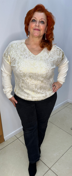 Джемпер-блузон с блестящим накатом по лицевой стороне