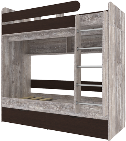 Двухъярусная кровать КарИВи Юниор 5 80х190 Бетон Венге