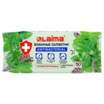 Салфетки влажные 50 шт. АНТИБАКТЕРИАЛЬНЫЕ с экстрактом мяты LAIMA "Antibacterial" (12 штук в упаковке)