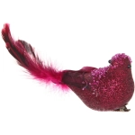 Украшение новогоднее на зажиме «Сияющая птица» 20 см, Фуксия