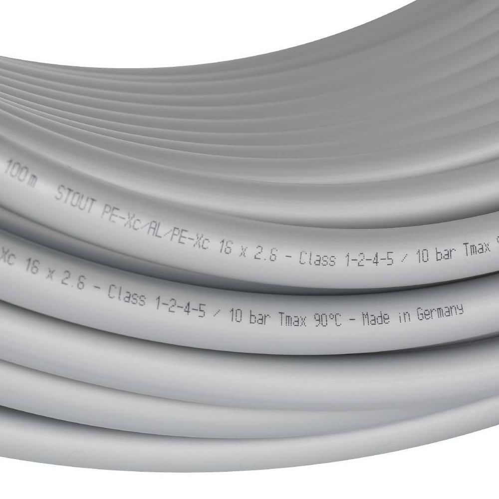 Труба STOUT PEX 16x2,6 стабильная , серая, (бухта 100 м)