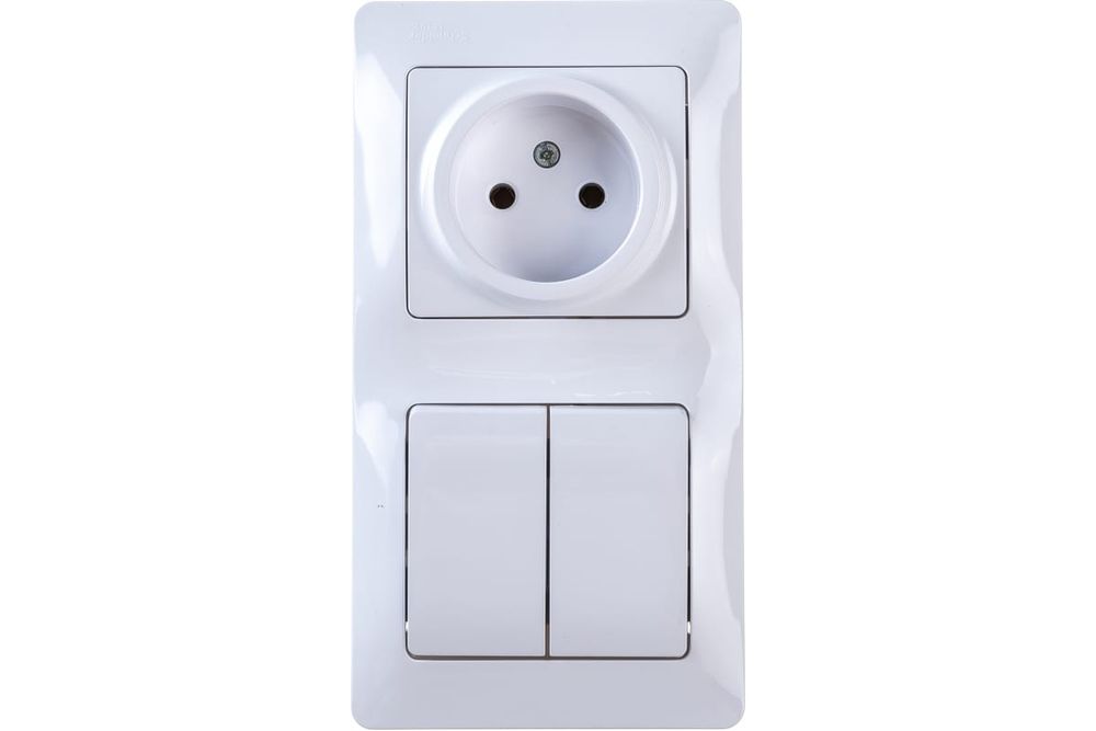 Schneider Electric Glossa Белый Блок: розетка и 2-клавишный выключатель IP20 скрытая установка GSL000172