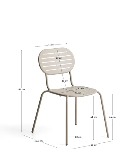 Уличный стул Brai из оцинкованной стали бежевого цвета