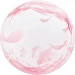 К Bubble 18'' / 46 см   Розовые перья  Прозрачный  Кристалл (БГ-27)