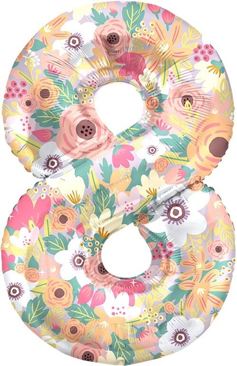 Шар (34''/86 см) Цифра, 8 Цветочный вальс, 1 шт. в уп.