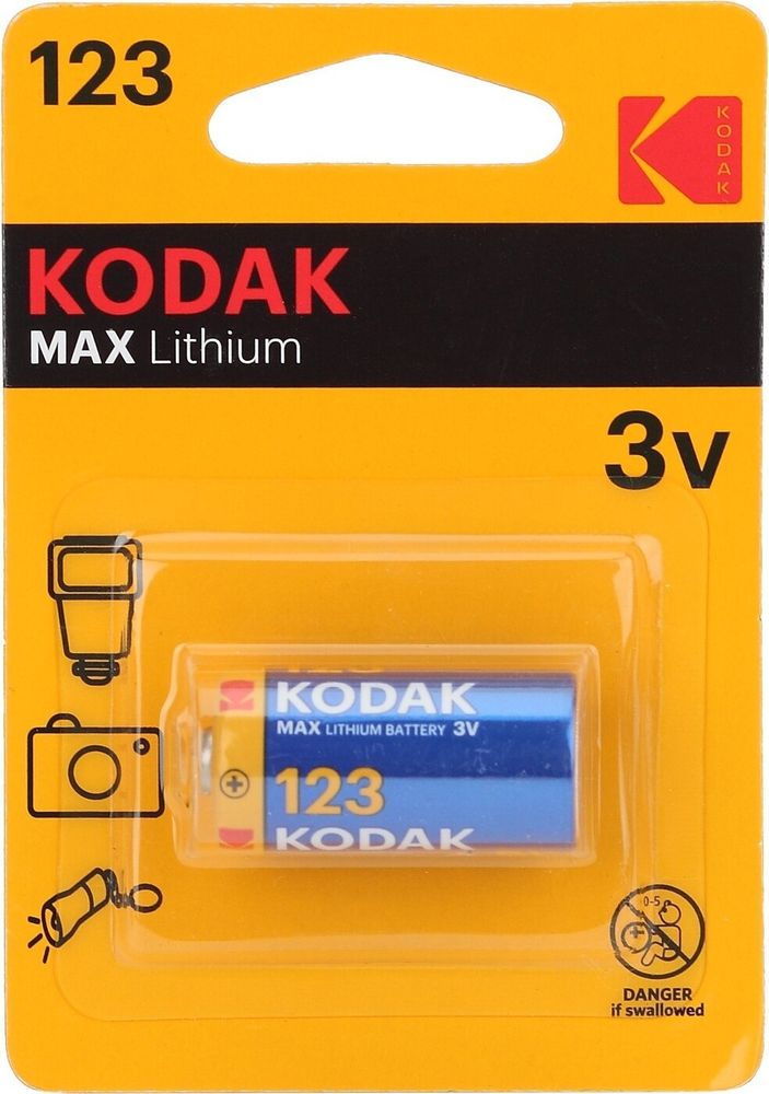 Батарейка для фототехники CR123A KODAK MAX Lithium BL1