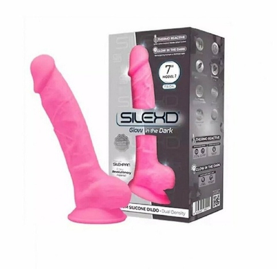 Фаллоимитатор SileXD Model 1 7 светится в темноте розовый 17,6 см
