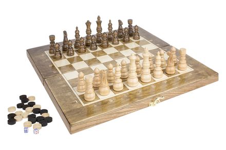 Шахматы + Шашки + Нарды 3 в 1 "Сенатор 3", 40 см, ясень, Partida