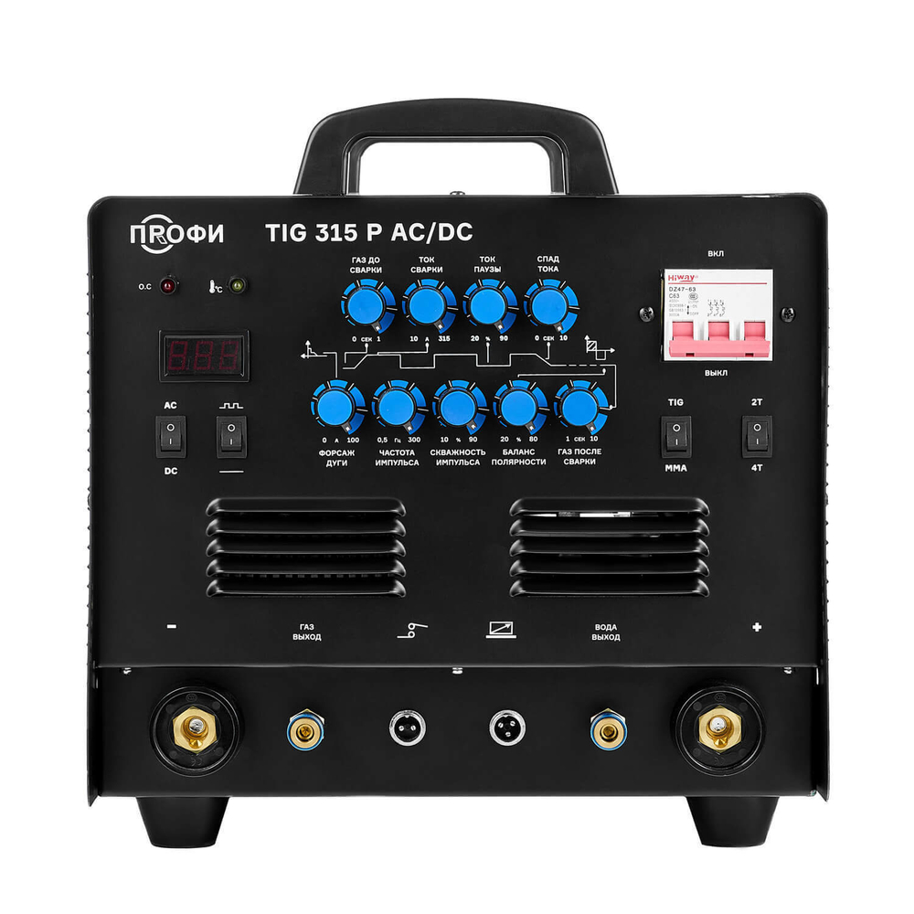 Сварочный инвертор ПРОФИ TIG 315 P AC/DC  в комплекте с клеммой заземления и горелкой