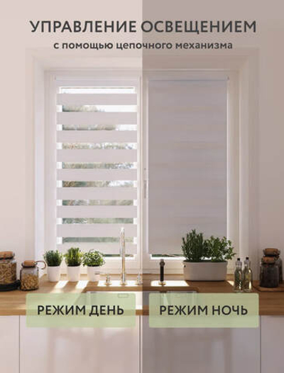 Шторы рулонные ДЕНЬ-НОЧЬ БЕЛЫЕ 50*160 см, цепочный механизм, фурнитура для крепления