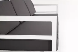 "Эстелья" диван 3-местный, каркас алюминий белый муар, ткань темно-серая 027