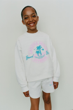 ZARA ШОРТЫ ИЗ МЯГКОЙ ТКАНИ С ПРИНТОМ, ЖЕЛТОВАТО-БЕЛЫЙ