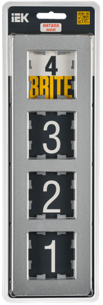 BRITE Рамка 4-местная РУ-4-1-Бр металл алюминий RE IEK