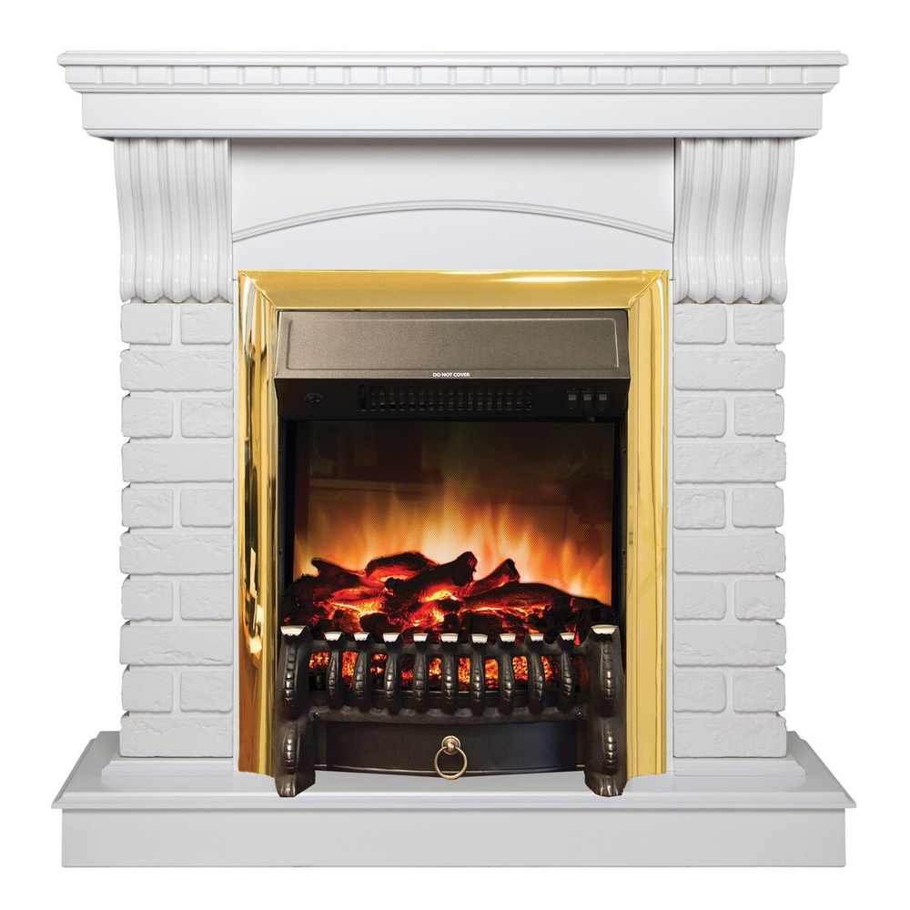 Электрокамин RealFlame Jazz WT белый с очагом Fobos Lux Brass