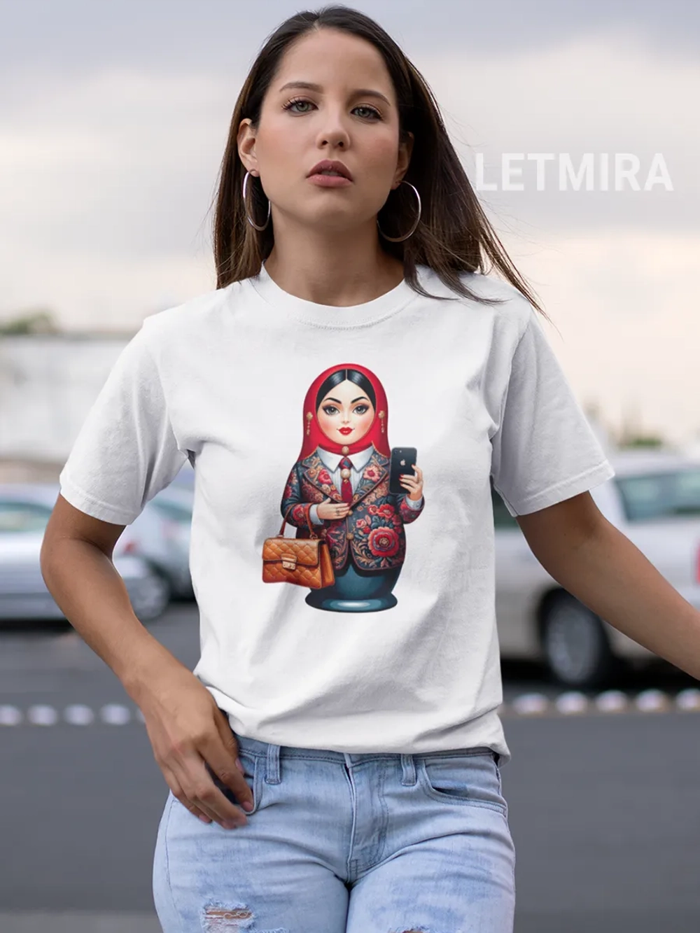 Футболка с принтом Матрёшка