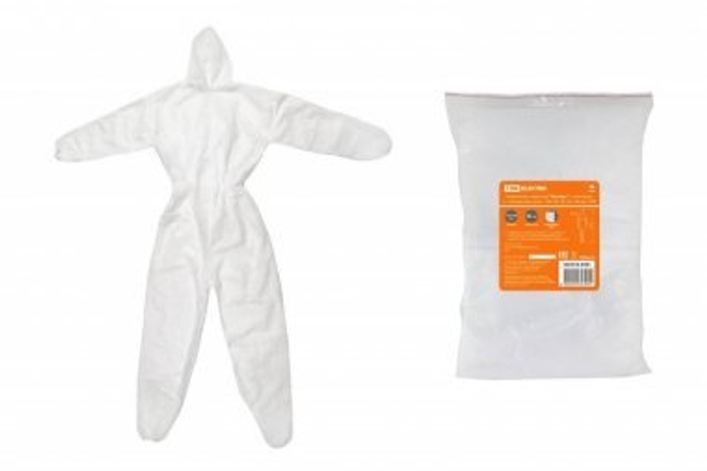 Комбинезон защитный "Каспер-1", на молнии и с капюш., разм. 170х160, 30 г/м2, белый, TDM SQ1016-0301