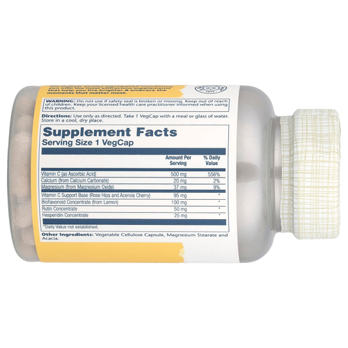Solaray, Забуференный витамин С с биофлавоноидным концентратом, 500 мг, 100 капсул с оболочкой из ингредиентов растительного происхождения