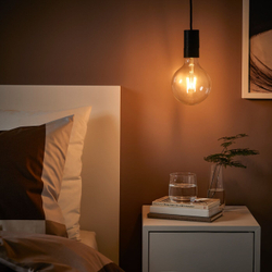 IKEA SUNNEBY  (ИКЕА СУННЕБЙ)  -  / LUNNOM Подвесной светильник с лампой, черное/прозрачное стекло