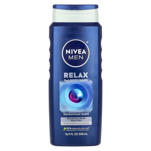 Nivea, Для мужчин, гель для душа 3 в 1, расслабляющий, с ароматом лаванды и сандалового дерева, 500 мл (16,9 жидк. унц.)