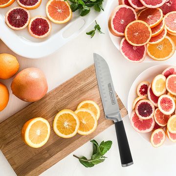 Нож кухонный "Сантоку" из нержавеющей стали Kamille КМ-5192 (лезвие 16 см, рукоятка 14,5 см)