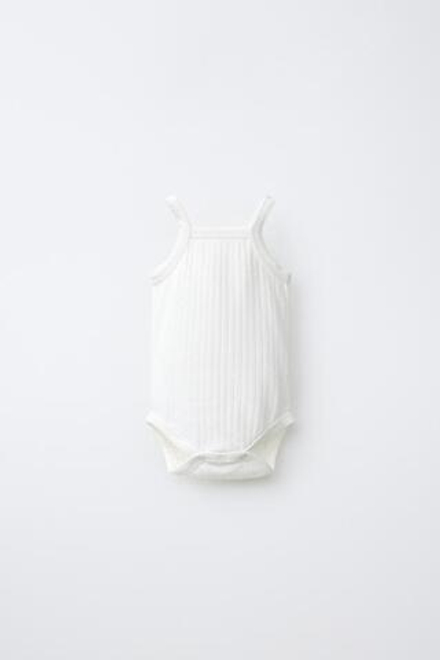 ZARA НАБОР ИЗ 3 БОДИ НА БРЕТЕЛЯХ POINTELLE, ЭКРЮ