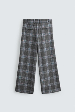 ZARA HARRY LAMBERT X DISNEY БРЮКИ WIDE FIT В КЛЕТКУ, СЕРЫЙ/СИНИЙ