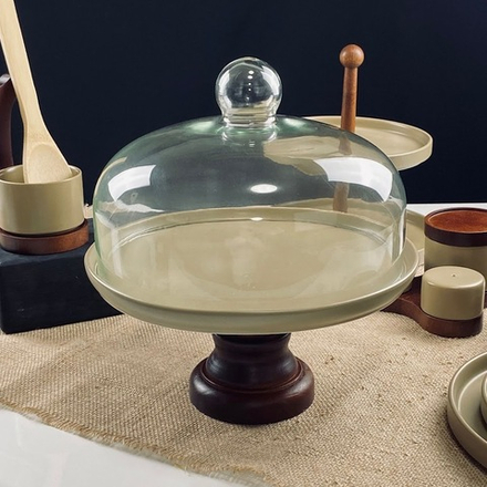 Lenardi 235-125 Тортовница 28хвыс.30см на ножке с крышкой TROPICAL в под.уп.(х4)Фарфор