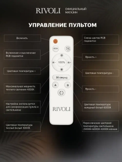 Люстра потолочная светодиодная с пультом ДУ Rivoli белая LED с RGB 180 Вт 3000 - 6000 К, светильник на кухню, в детскую, в спальню