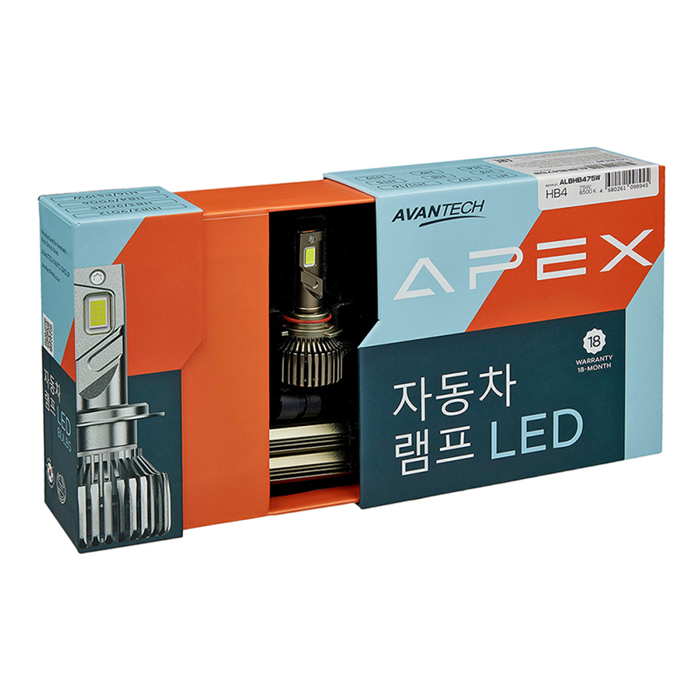 Лампа светодиодная серия "APEX" головного света, HB4, 75 Ватт, 6500К, 7000lm комплект 2 шт. ALBHB475W