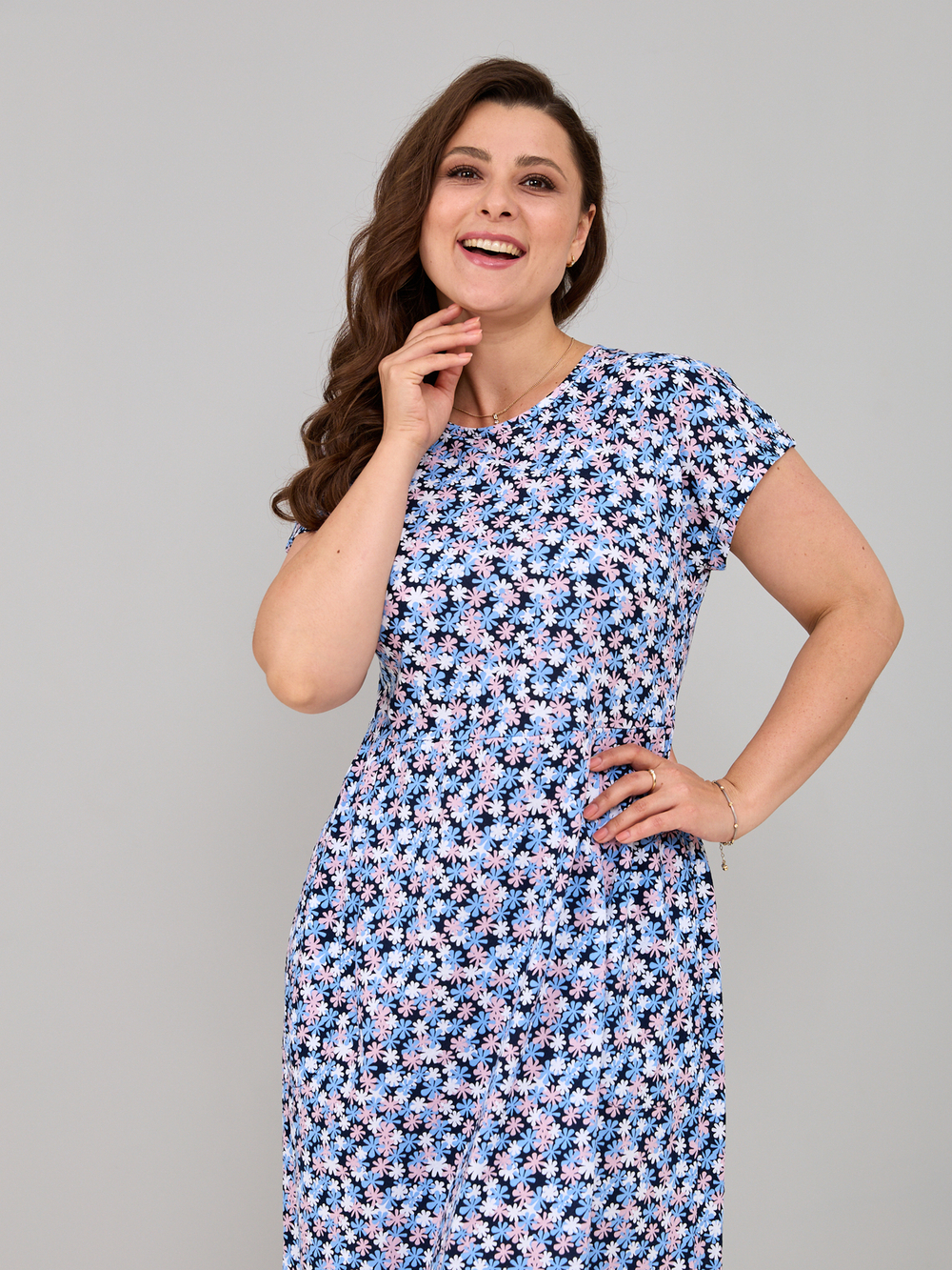 Платье П-026/цветочки-ромашки