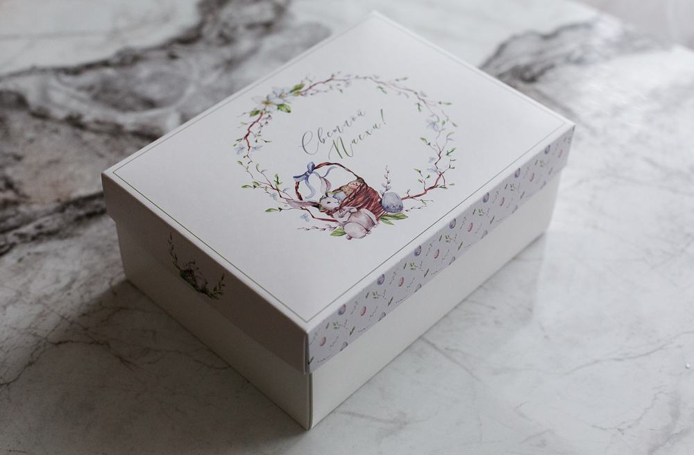 арт.КС-12 коробка 15х20х8 см БЕЛОЕ дно "Светлой Пасхи" 1 шт.