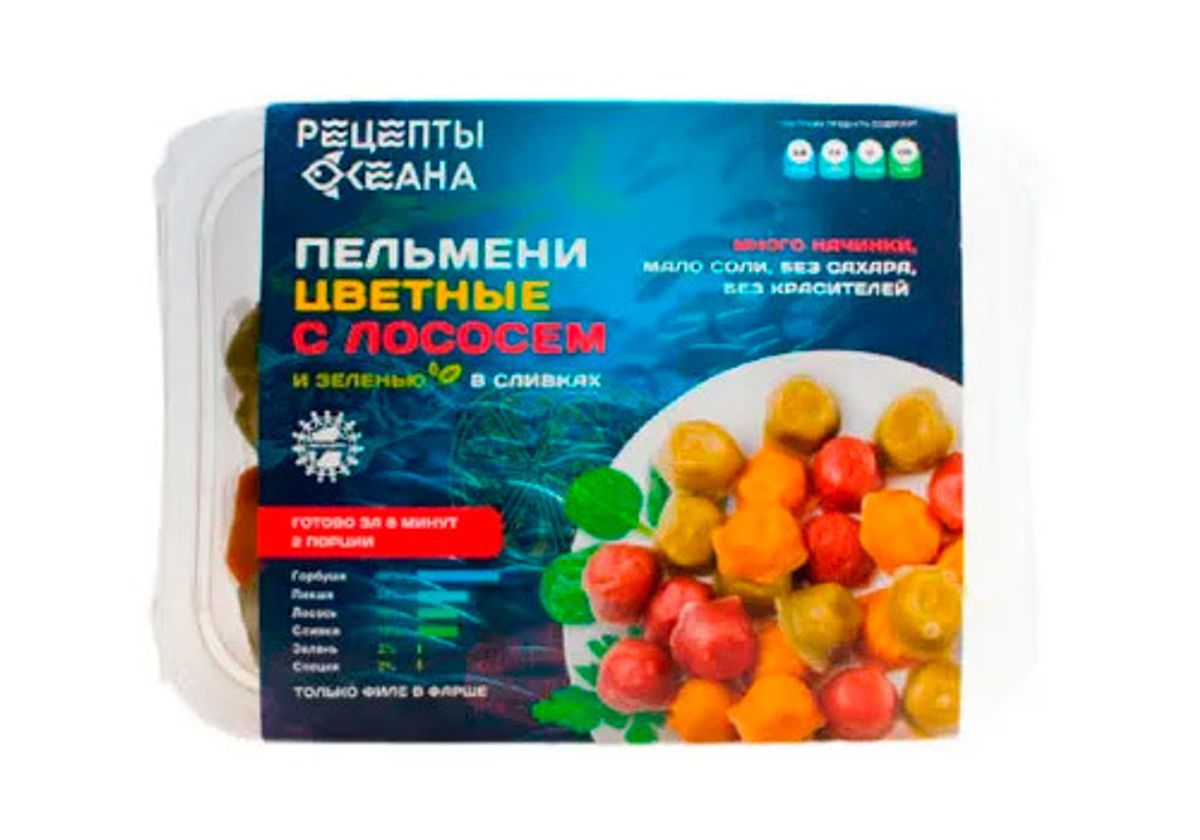 Пельмени с лососем и зеленью в сливках, 420г