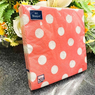 ГОРОХ РОЗОВЫЙ Салфетки 20л  33*33 Art Bouquet  3х сл*12