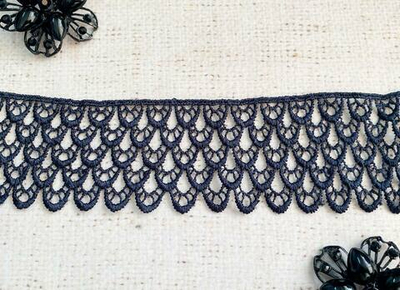 Кружево плетеное, ш. 4,3-4,5 см, тёмно-синий