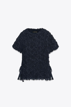 ZARA ТОП С ЗАВЯЗКАМИ, ЧЕРНИЛЬНО-СИНИЙ