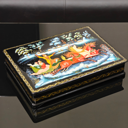 Шкатулка "Тройка" с ручной росписью Палех 30х22 см