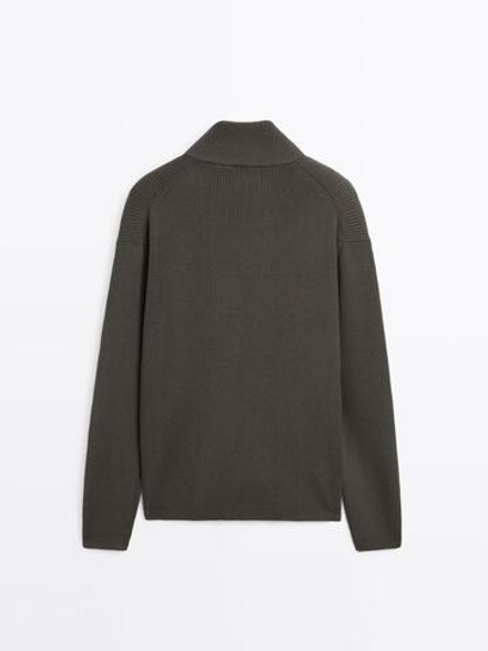 Massimo Dutti Кардиган из 100% хлопка с застежкой-молнией, антрацитово-серый