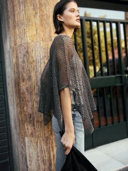 Massimo Dutti Короткая ажурная накидка, коричневый