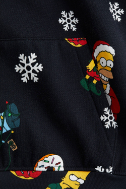 H&M Толстовка с капюшоном и принтом, темно-синий