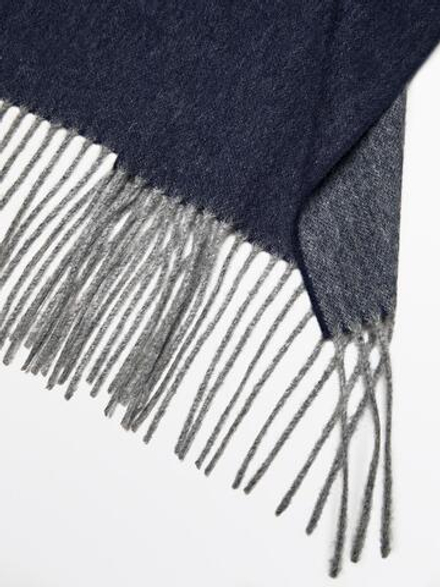 Massimo Dutti Шарф из двусторонней ткани, из 100% шерсти, синий