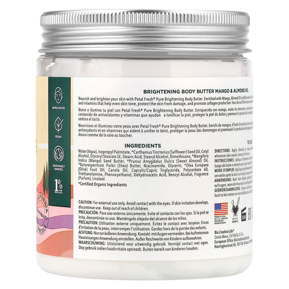 Petal Fresh, Осветляющее масло для тела с ниацинамидом, маслом манго и миндаля, 237 мл (8 унций)