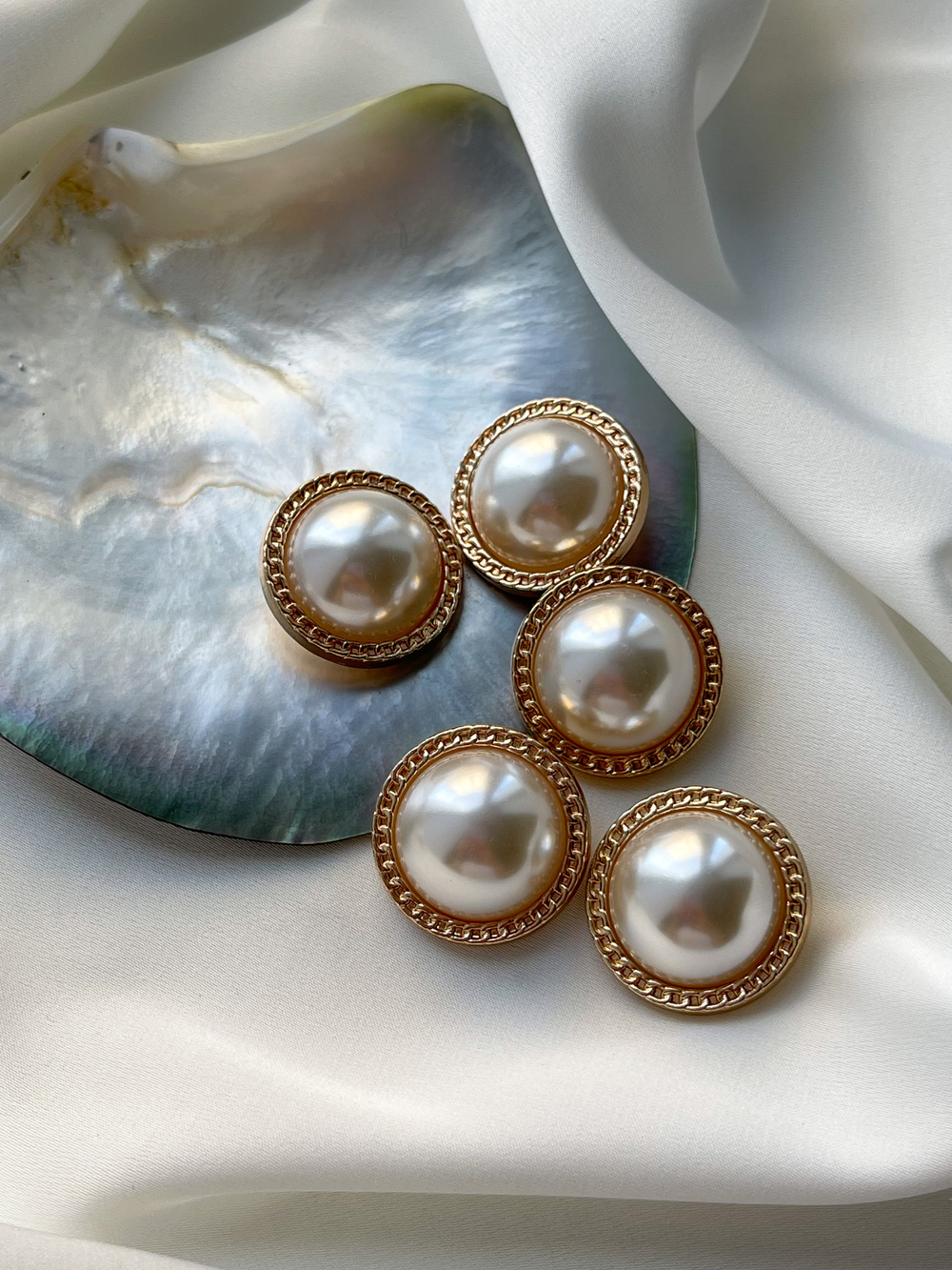 Пуговицы Глянцевое Золото Жемчуг1