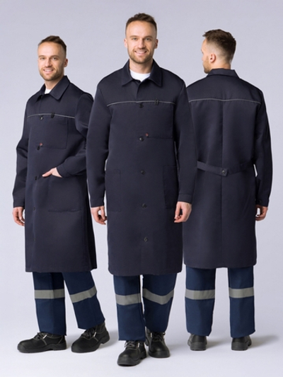 Халат мужской для ИТР (тк.Смесовая,210), т.синий