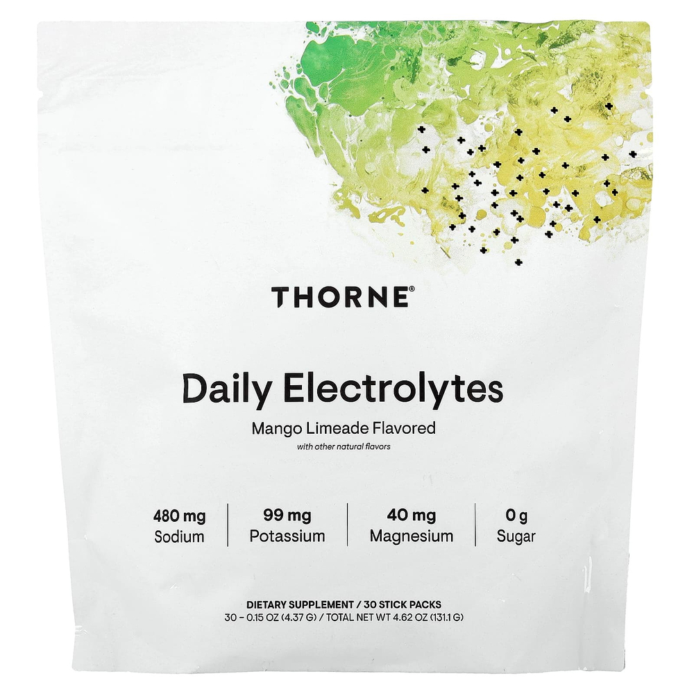 Thorne, ежедневные электролиты, со вкусом манго и лаймада, 30 пакетиков по 4,37 г (0,15 унции)