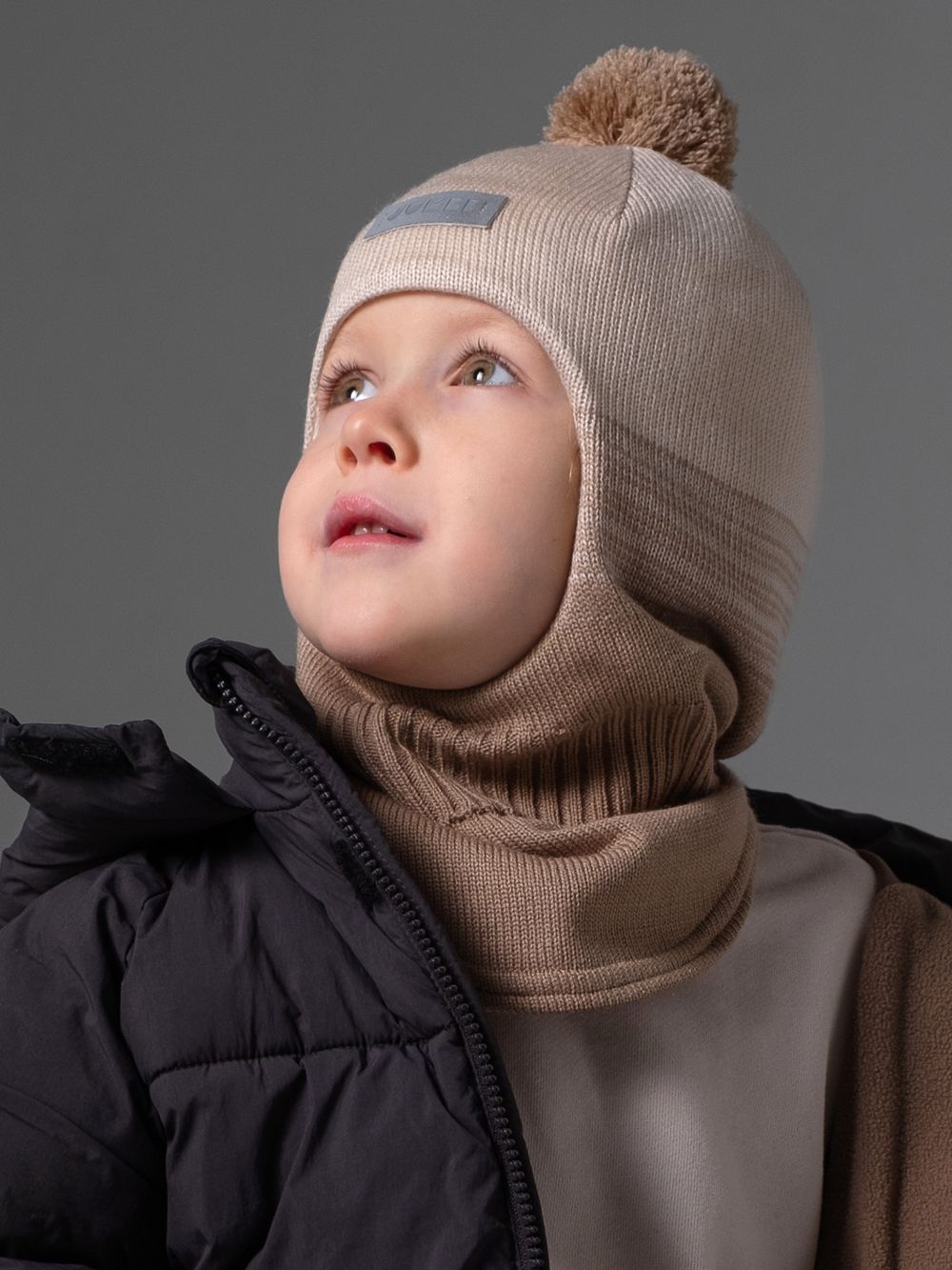 Шлем весенний/осенний вязаный (Темный жемчуг) ЧИП