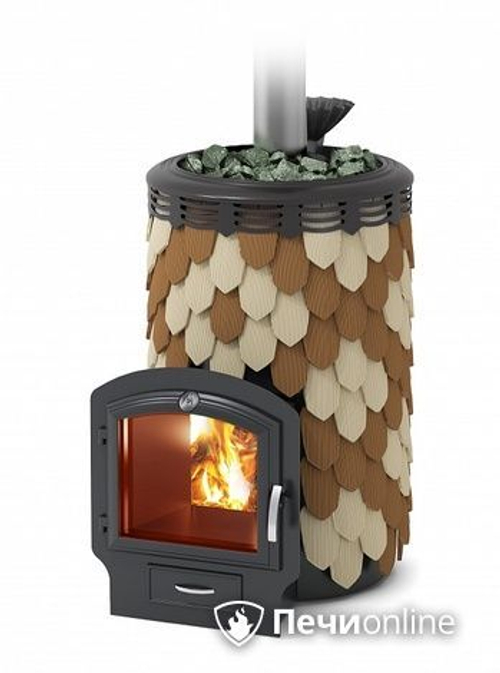 Дровяная банная печь TMF Альфа Панголина Лайт Inox ЧДБСЭ ЗК шамот- терракота