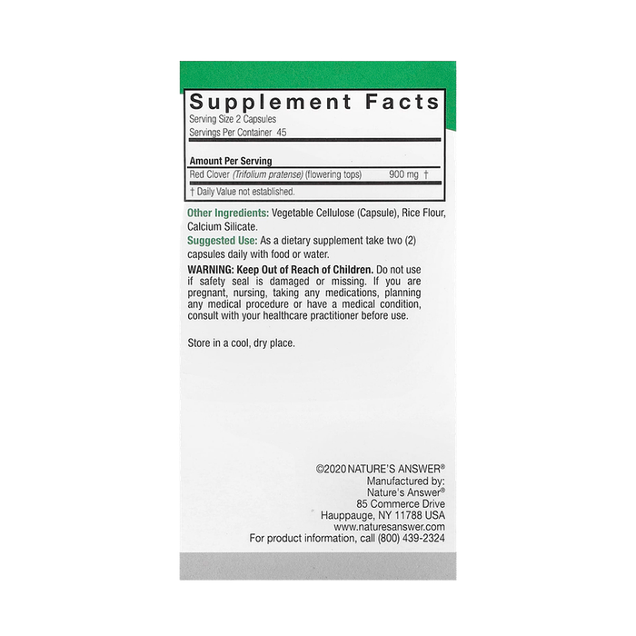 Красный клевер, Red Clover Tops, Nature's Answer, 90 вегетарианских капсул 2